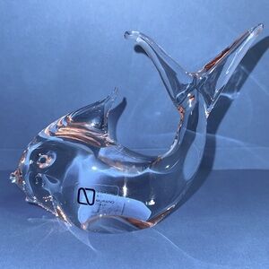 VINTAGE  MURANO ITALY RARE  BLOWN ART GLASS FISH CLEAR 🐈‍⬛